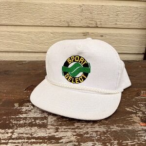 Vintage SPORTS SELECT Corduroy trucker hat snapback white
